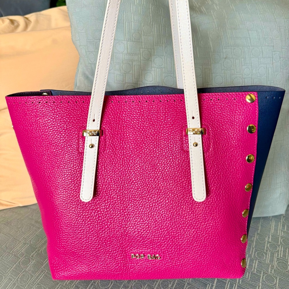 POP BAG Rare Vintage Saffiano Leather tote bag bought in NYC Japanese Brand